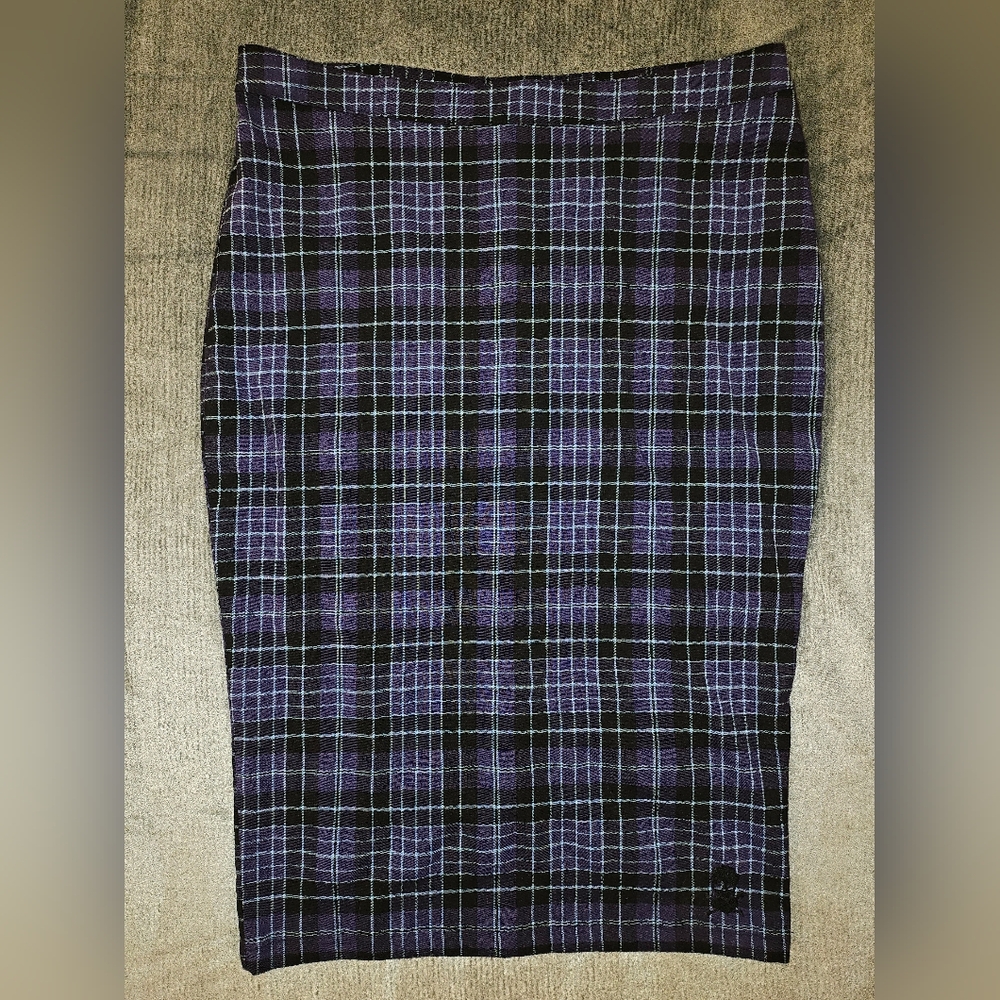 Vintage Mid-Y2K Adeline Street Lace-Up Plaid Pencil Skirt LG